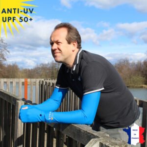 Manchettes anti-UV bleu avec couverture main